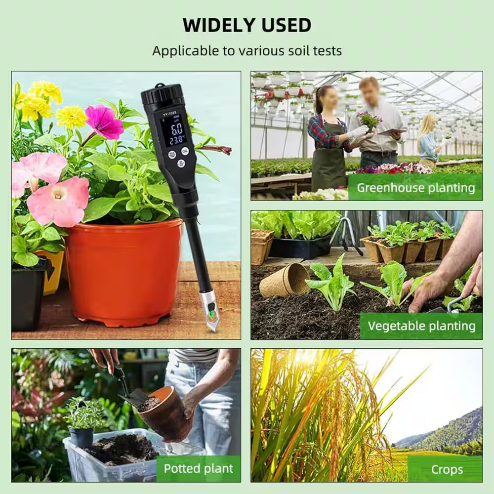 Professional Digital Soil and Water Ph Tester-Accurate Ph Meter for Garden, Lawn, Farm, Brewing Cooking and Pools (1005)