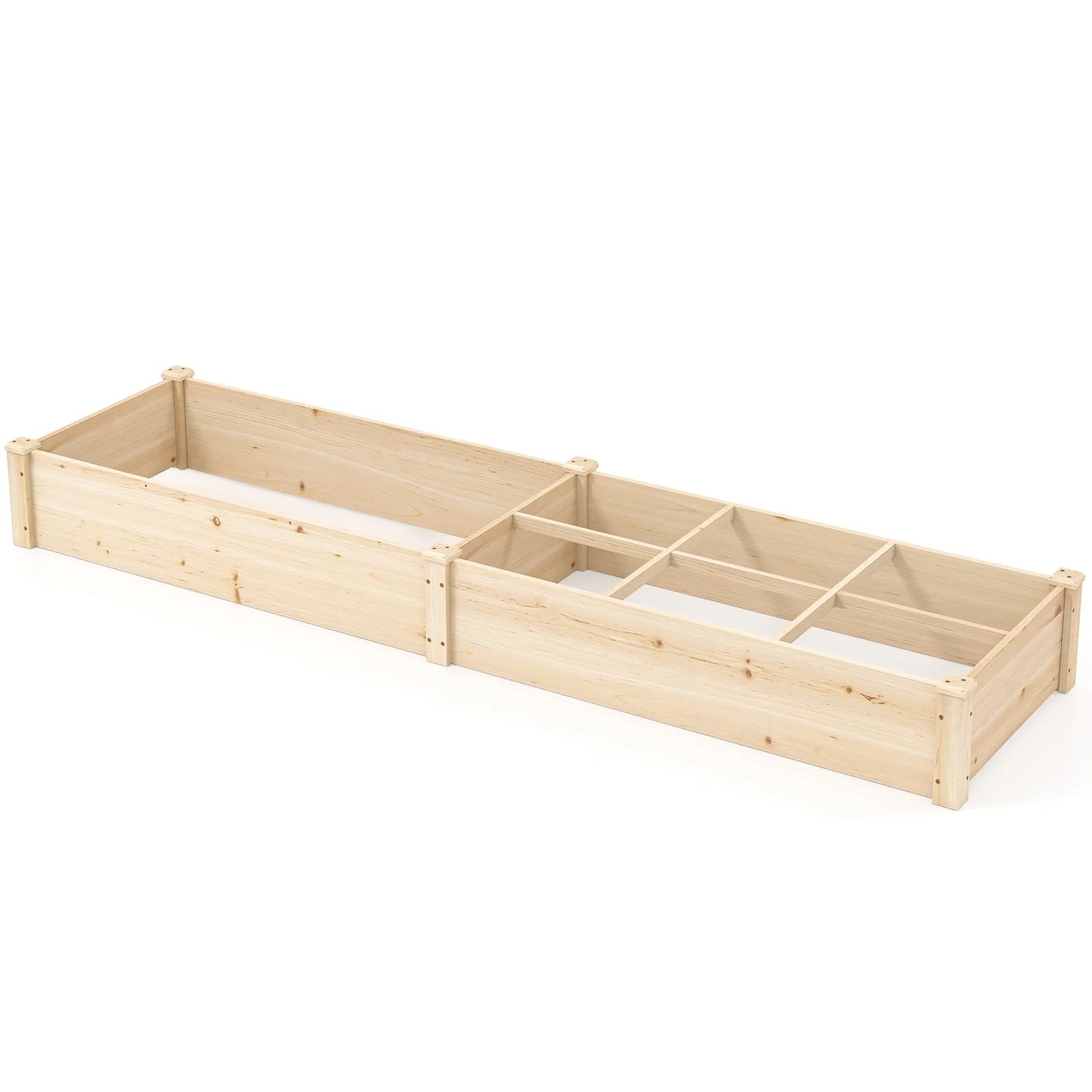 Wooden Raised Garden Bed, Elevated Patio Planter with 7 Planting Compartments for Flower