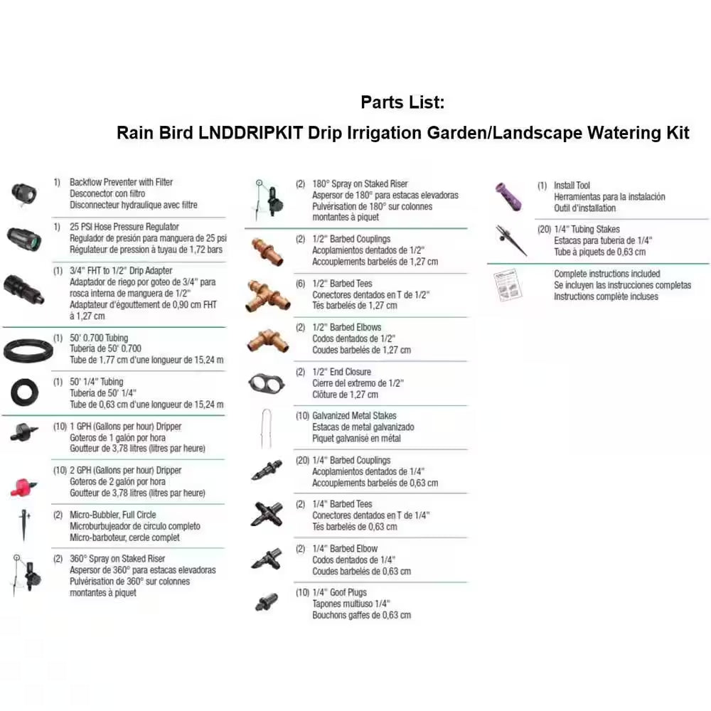 Black Drip Irrigation Landscape/Garden Watering Kit with Drippers, Micro-Bubblers and Micro-Sprays