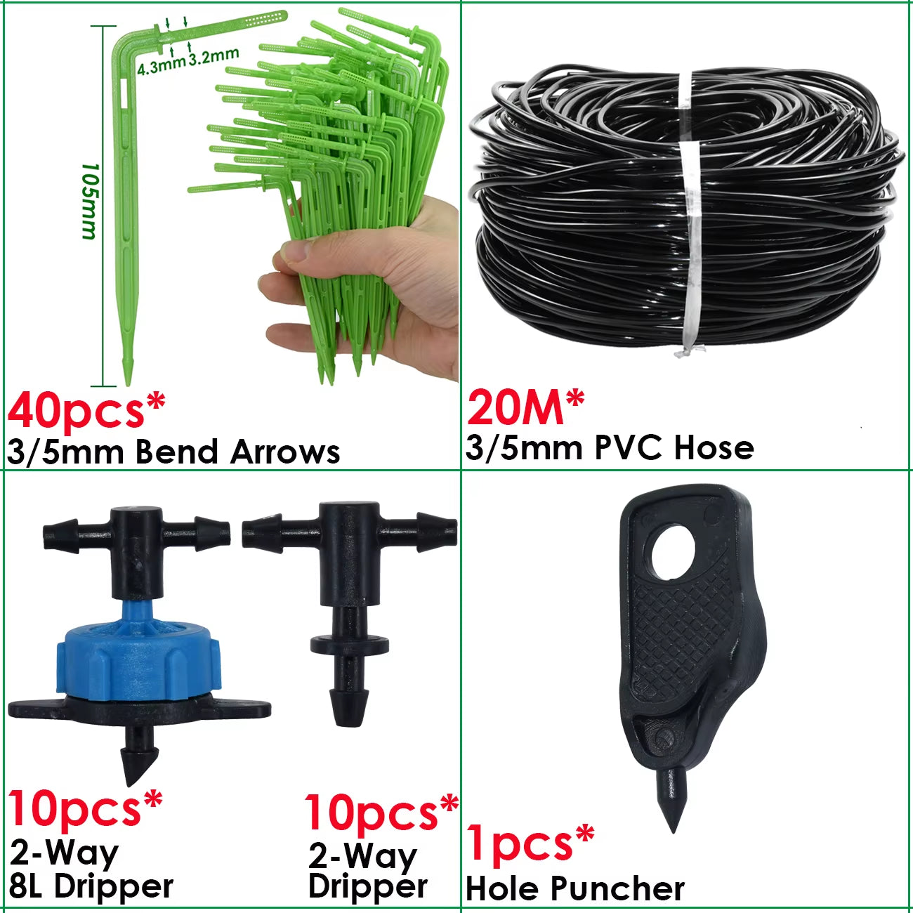 Greenhouse Drip Irrigation 4-Way 3/5Mm 2-Way Drip Arrow Transmitter Garden Automatic Watering System Potted Plant 10/20Set