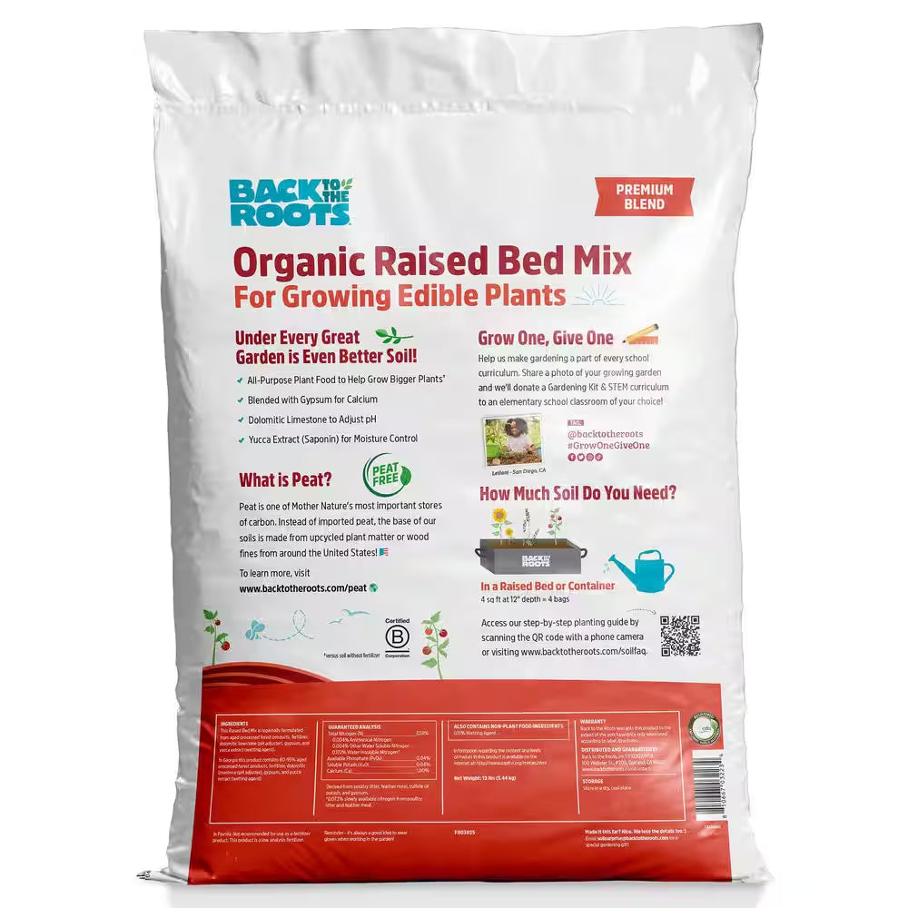 Organic Bulk Raised Bed Soil (30 1 Cu. Ft. Bags) Peat-Free, Blended with Organic Fertilizer