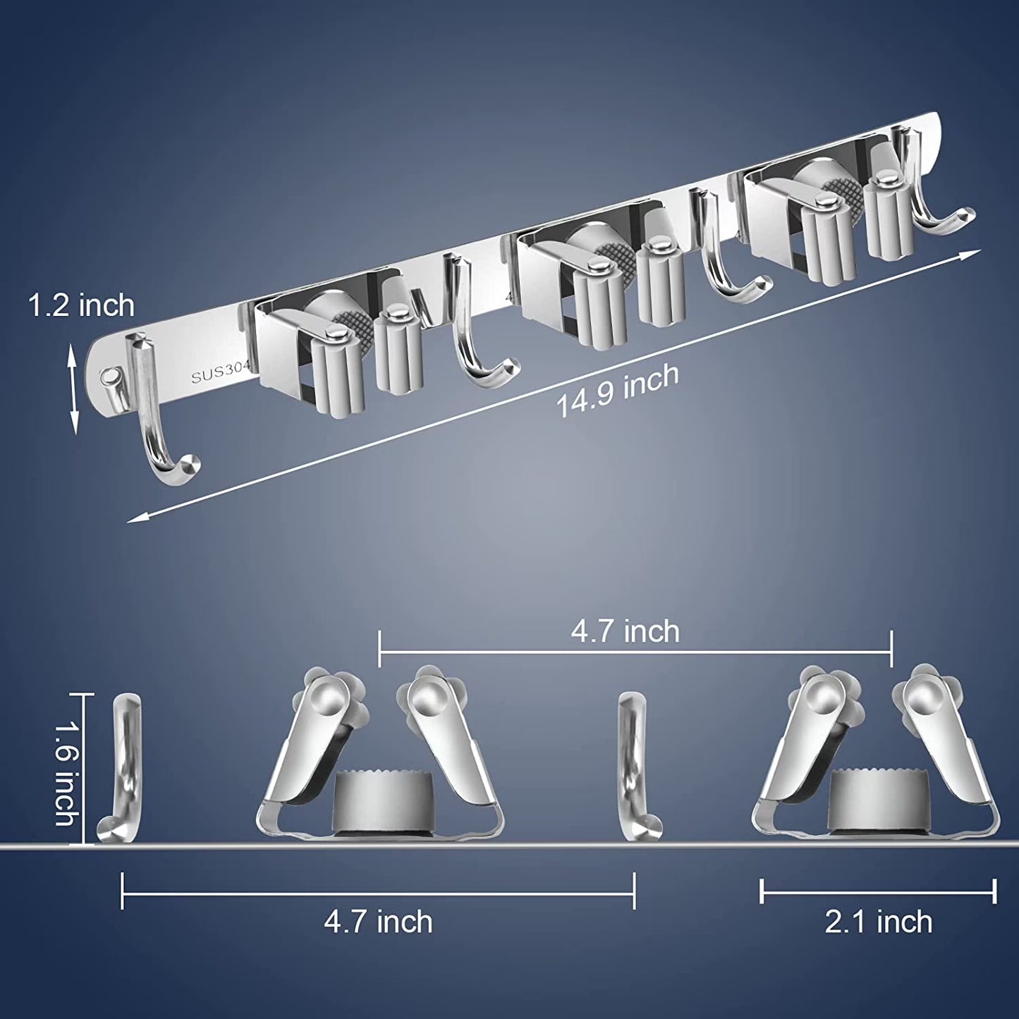 Triangle-Buckle Mounted Utility Hanger, Heavy Duty Wall Mount for Garage Garden Tools, 2 Pack
