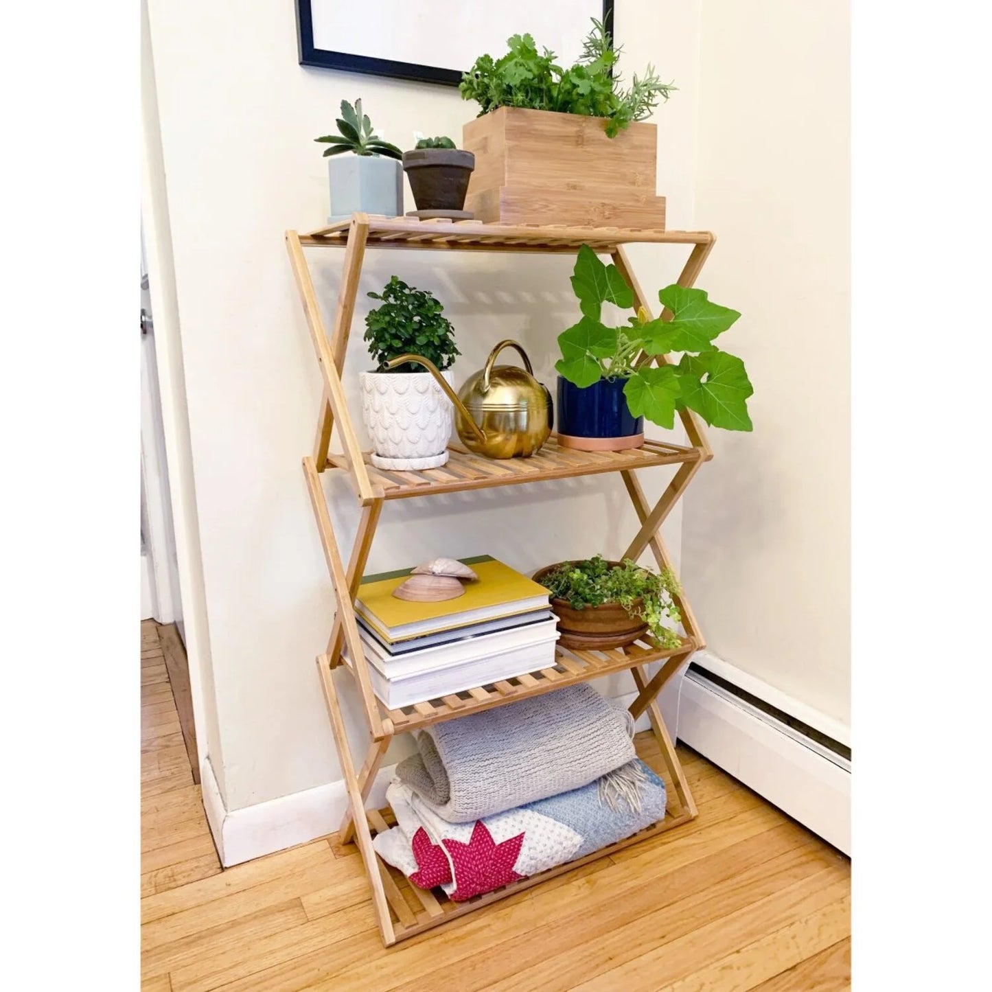 Indoor Multi-Tier Bamboo Plant Stand with Collapsible Design