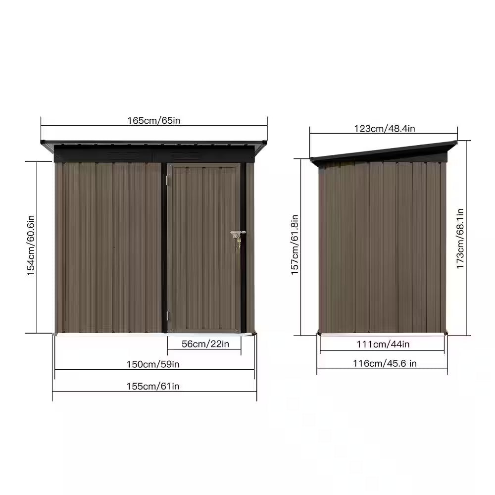 5 Ft. W X 4 Ft. D Brown and Black Metal Shed (20 Sq. Ft. )