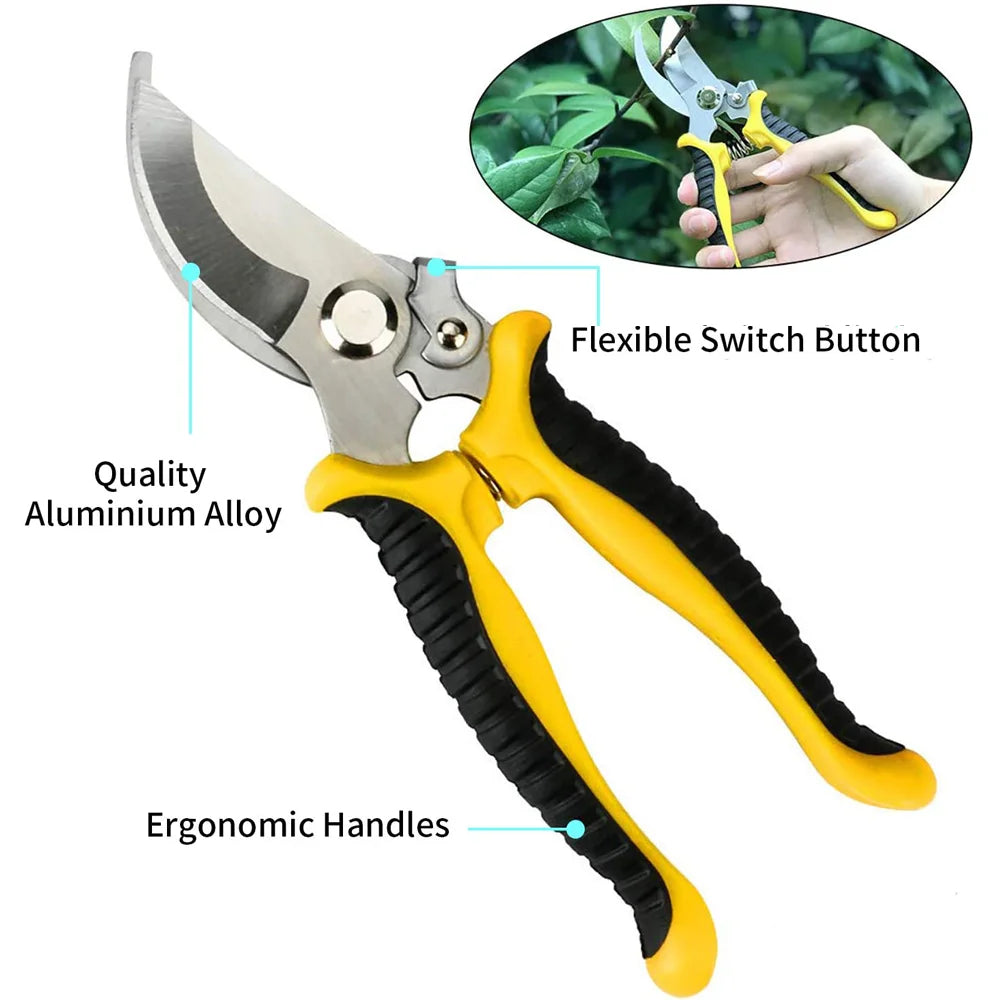 Garden Tools Set 5 Piece Floral Heavy Duty Gardening Tools with Pruning Shears / Hand Trowel / Transplanter / Hand Rake / Gardening Gloves