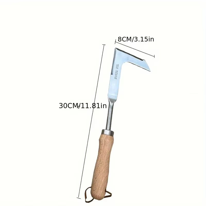 Stainless Steel Wood Handle Garden Weeder , Multifunction Weeder Transplant Garden Tool