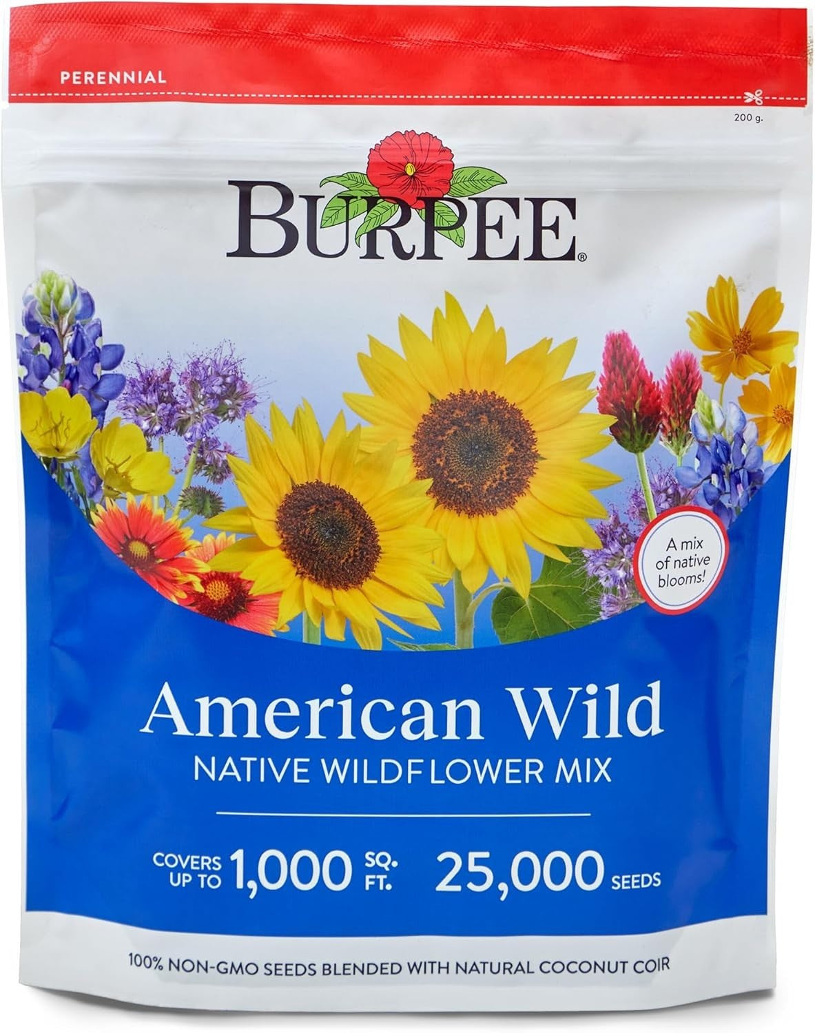 Burpee Wildflower 25,000 Bulk, 1 Bag, 18 Varieties of Non-Gmo Flower Seeds Polli