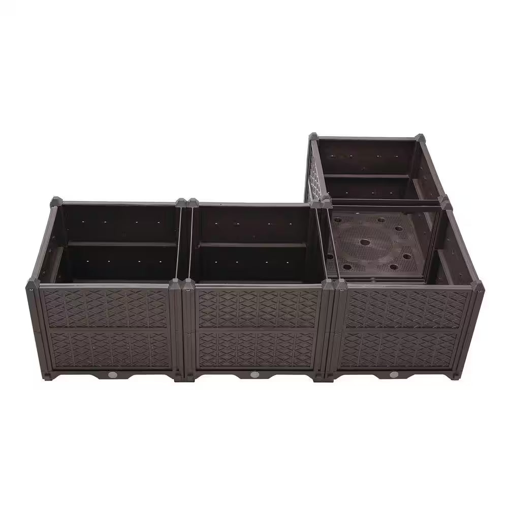 62.8 In. L Coffee Plastic Material Rectangle Indoor/Outdoor Planting Box with Planting Kit (1-Pack)