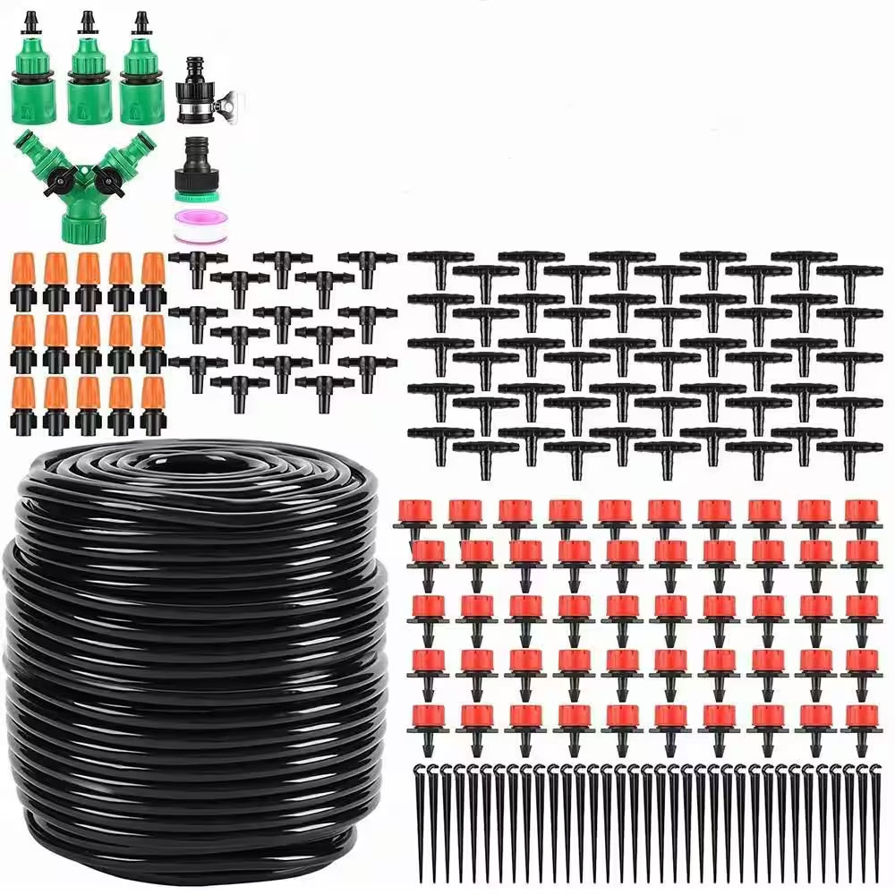 1/4 and 1/2 In. Garden Drip Irrigation Kit,Greenhouse Micro Automatic System Blank Distribution Tubing Fitting,200Pcs