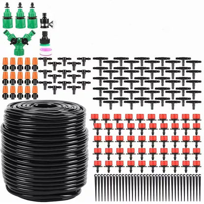 1/4 and 1/2 In. Garden Drip Irrigation Kit,Greenhouse Micro Automatic System Blank Distribution Tubing Fitting,200Pcs