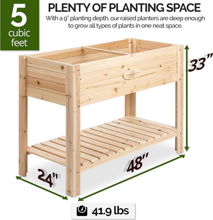 Cedar Raised Planter Box with Legs – Elevated Wood Raised Garden Bed Kit – Grow Herbs and Vegetables Outdoors – Naturally Rot-Resistant - Unmatched Strength Lasts Years (4X2)