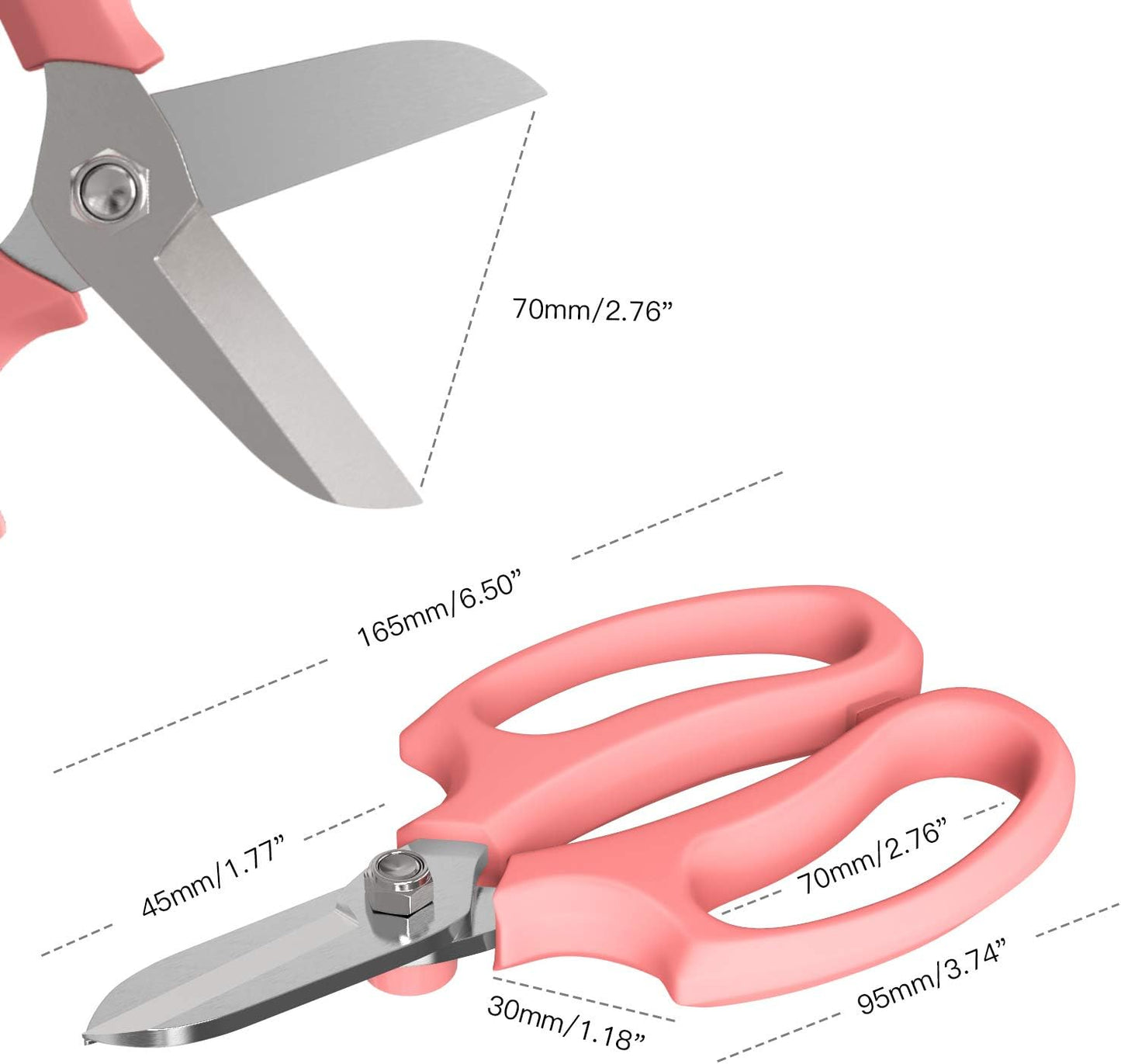 Flower Scissors, Strong Floral Shears, Premium Steel Garden Pruning Shears Garden Scissors Floral Fruits Leaf Scissors Hand Pruner Snip Trimming Tool for Gardening Flower Arrangement, Pink