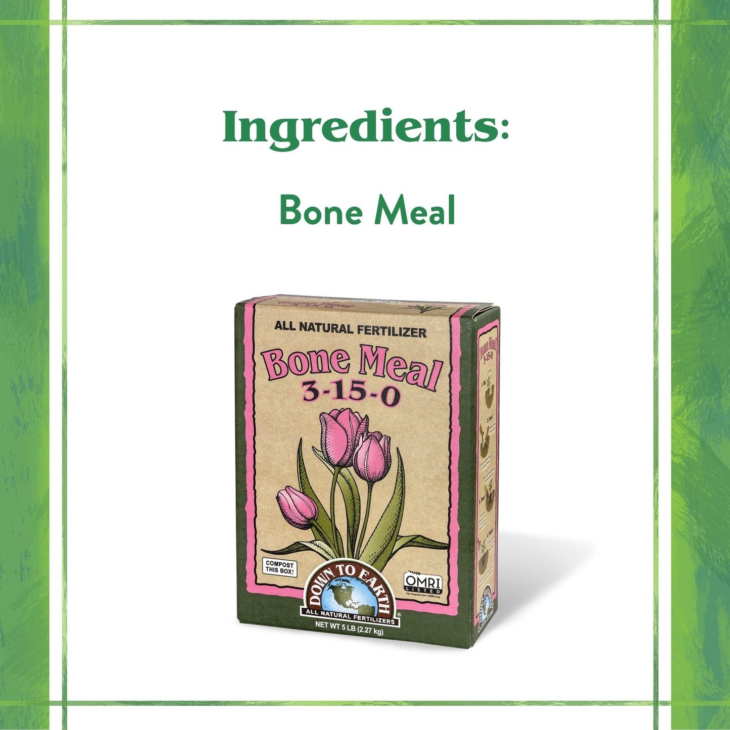 Down to Earth Organic Bone Meal 3-15-0 All-Natural Fertilizer, 5 Lbs