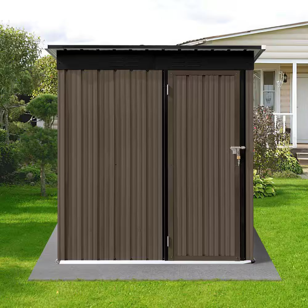 5 Ft. W X 4 Ft. D Brown and Black Metal Shed (20 Sq. Ft. )