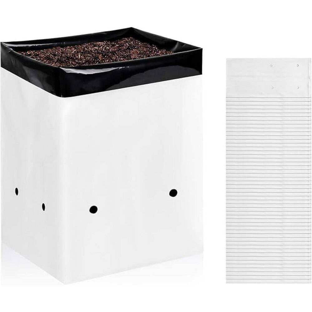 13.4 In. H 3 Gal. Plastic Black and White Grow Bags Panda Film Containers for Plants Seedling Square Shape (50-Pack)