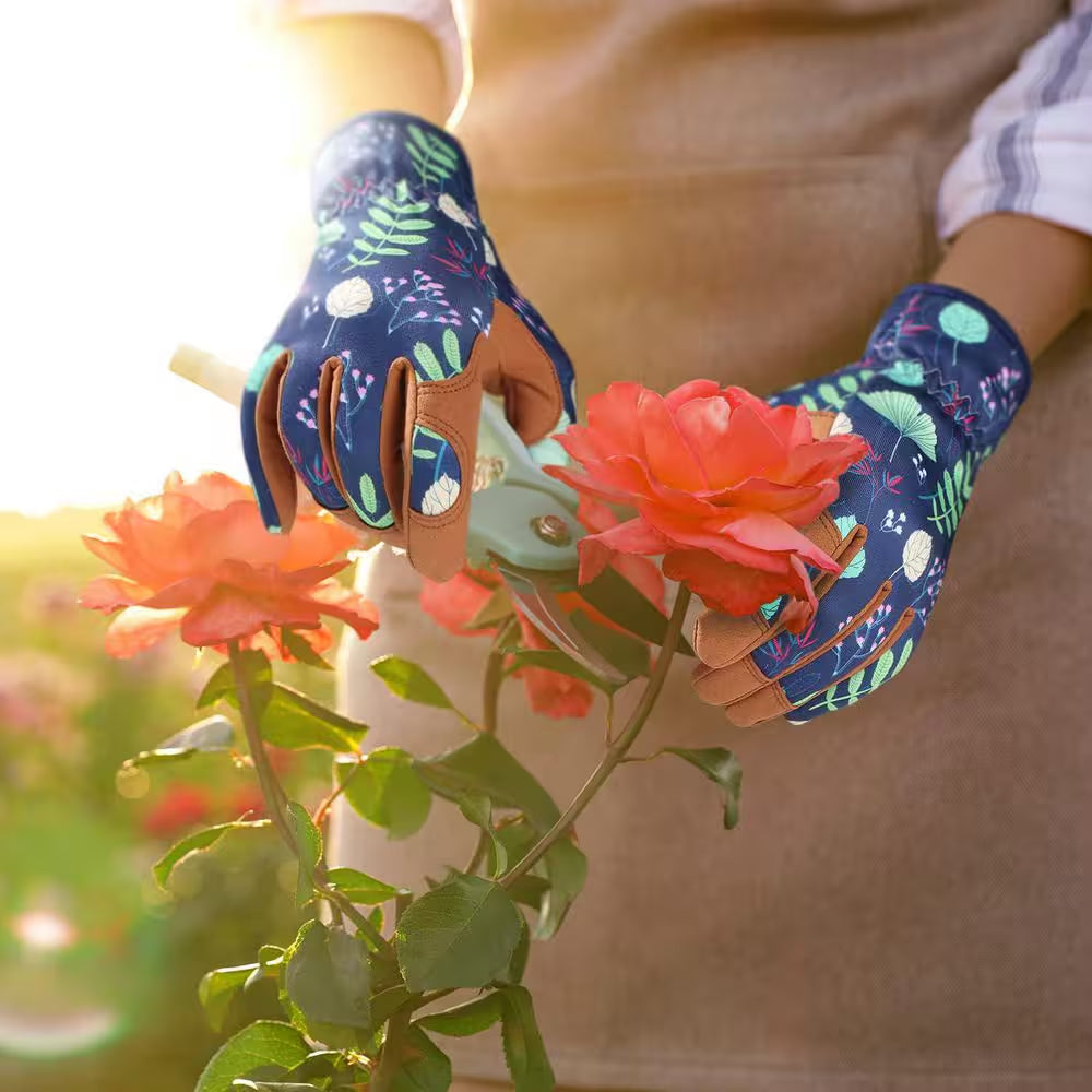 Microfiber Leather Gardening Gloves Ergonomic Grip Breathable Flexible Work Glove for Planting Weeding Pruning