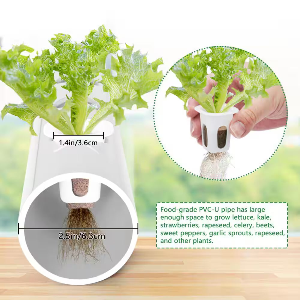 3-Layer Hydroponic Growing System Kit W/ 108 Plant Sites, Food-Grade PVC-U Pipes for Vegetables, Flowers, Fruits, Herbs