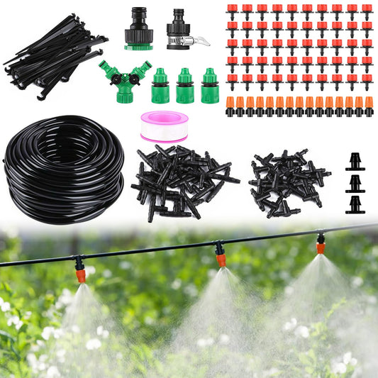 164FT Drip Irrigation Kit for Spring Summer Garden Automatic Garden Irrigation System Misting Plant Watering Drip Kit for Garden Greenhouse Flower Bed Patio Lawn