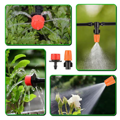 Micro Drip Irrigation Kit W/ 98 Ft. Tubing, 16-Way Connector Adjustable Sprinkler for Garden, Greenhouse Watering System