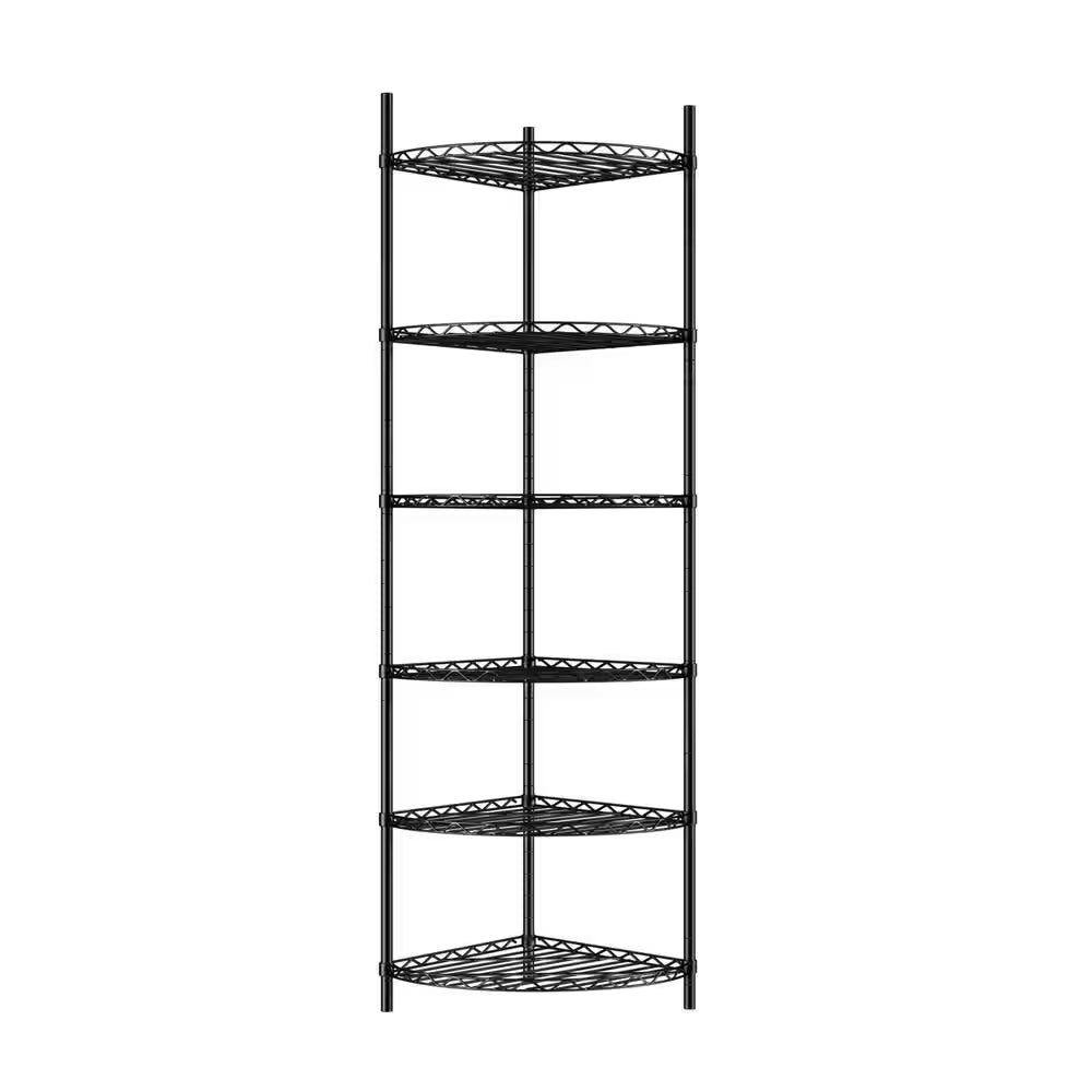 6-Tier Outdoor Garden Garage Black Iron Storage Shelf Shelves Organizer Wire Shelving Unit Plant Stand