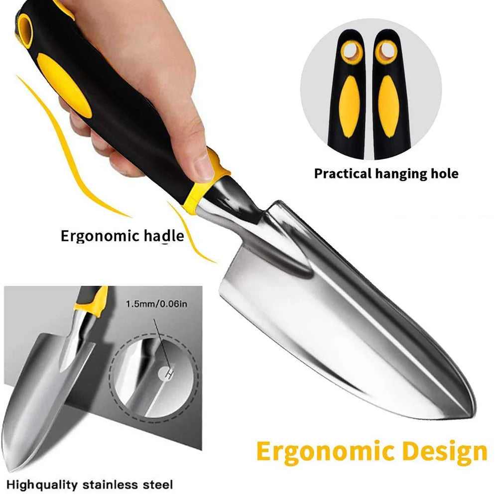 Garden Tools Set 5 Piece Floral Heavy Duty Gardening Tools with Pruning Shears / Hand Trowel / Transplanter / Hand Rake / Gardening Gloves