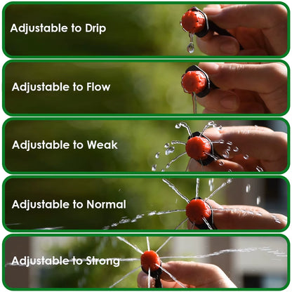 Garden Drip Irrigation Automatic Watering System Kit 1/4'' Nozzles for Bonsai Pot Plant Lawn Flower Vegetable Greenhouse