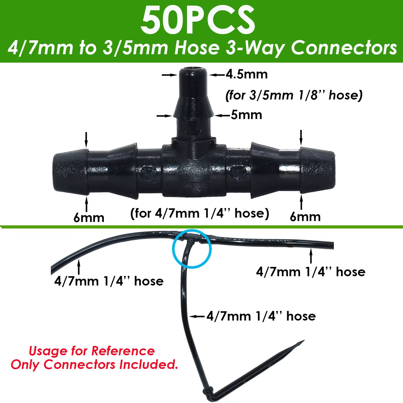 Greenhouse Drip Irrigation 4-Way 3/5Mm 2-Way Drip Arrow Transmitter Garden Automatic Watering System Potted Plant 10/20Set