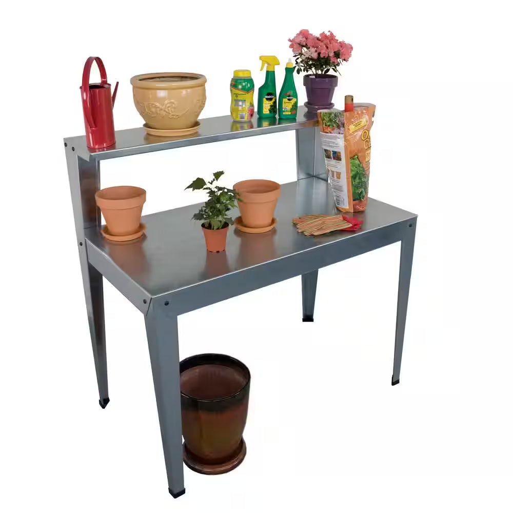 Potting Bench 44 In. W X 24 In. D X 44 In. H Galvanized Steel Silver GREENHOUSE Accessory