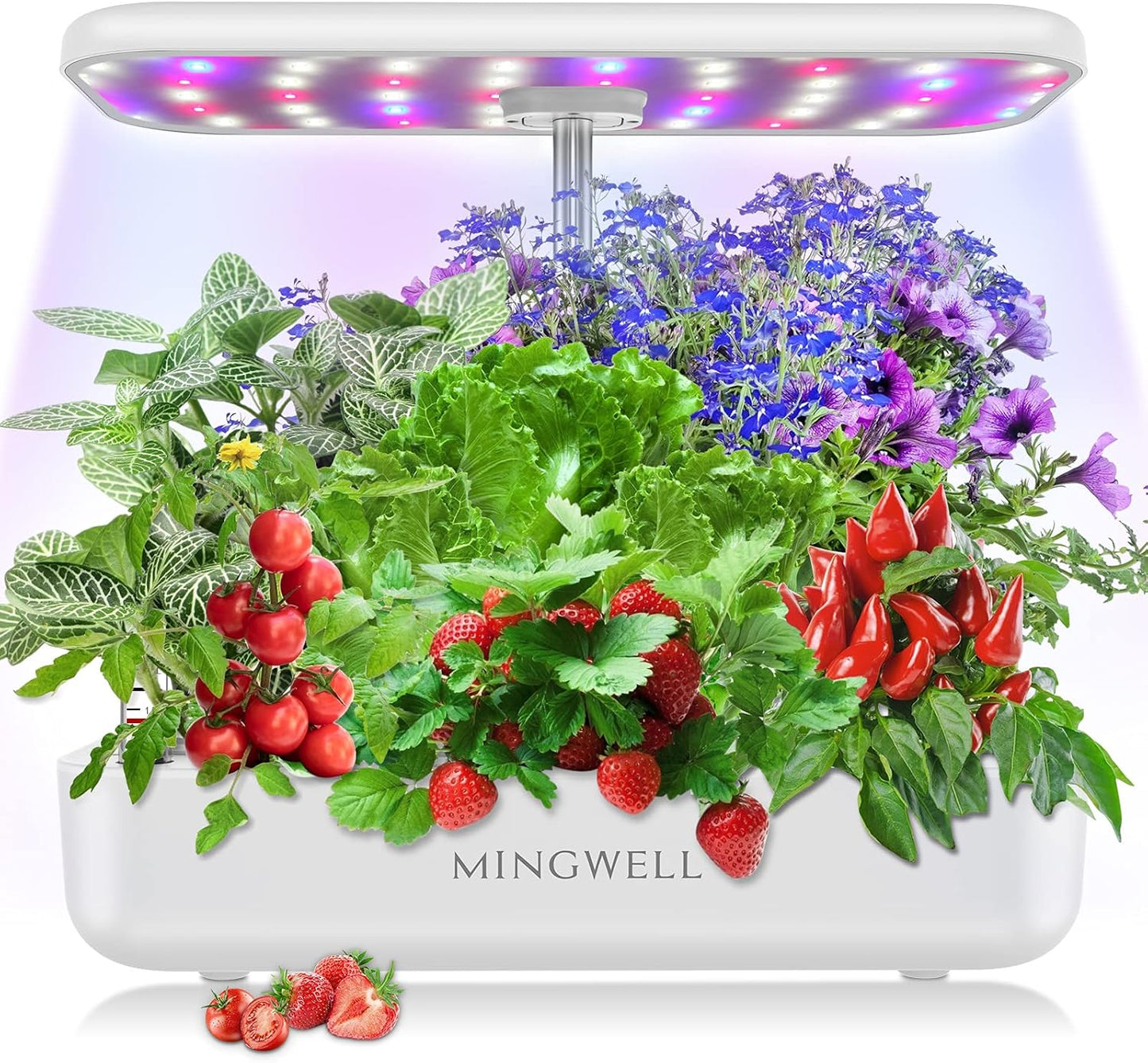 Hydroponics Growing System,  12 Pods Herb Growing Kit with LED Lights up to 19.4" Adjustable Height Automatic Timer Indoor Gardening Herb Faster Growing Planting Kit for Home Kitchen (White)