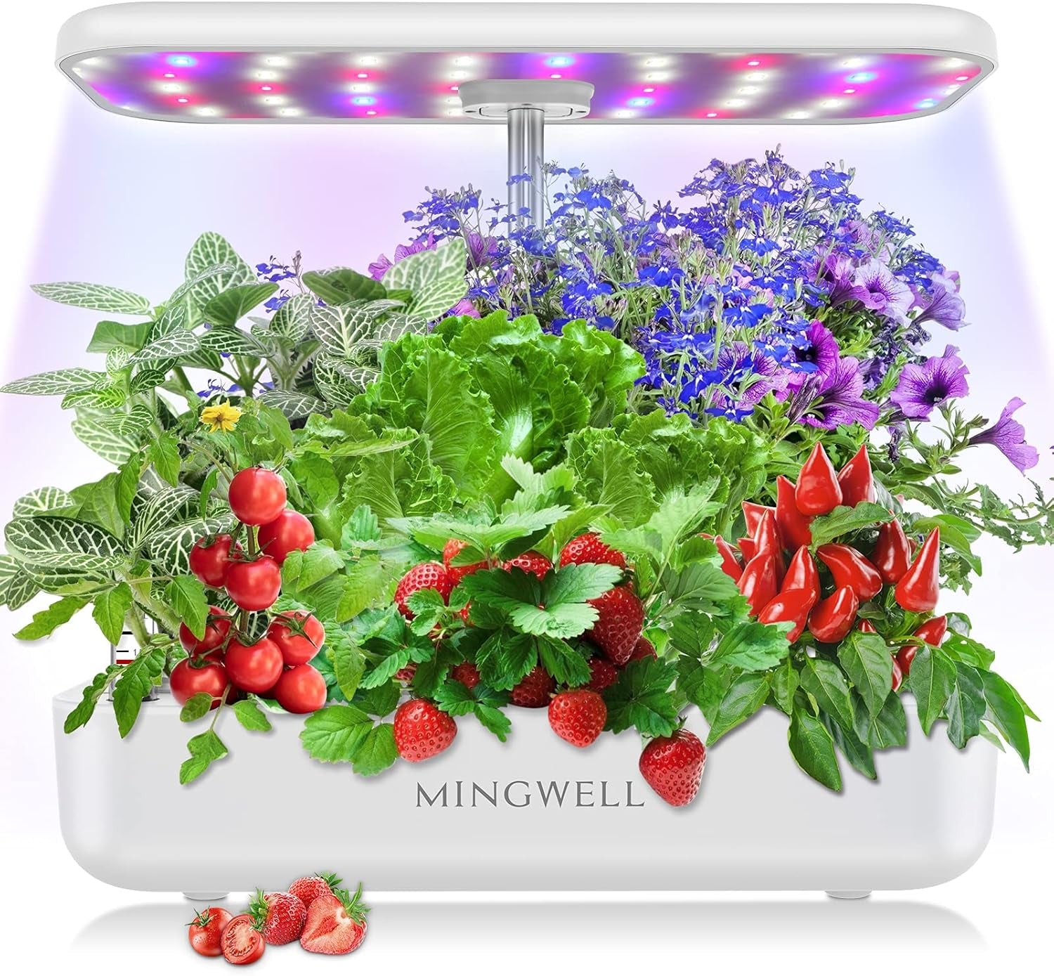 Hydroponics Growing System,  12 Pods Herb Growing Kit with LED Lights up to 19.4" Adjustable Height Automatic Timer Indoor Gardening Herb Faster Growing Planting Kit for Home Kitchen (White)