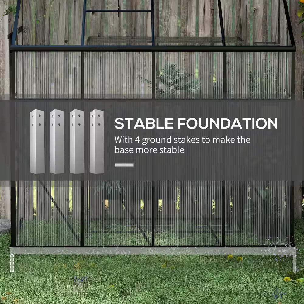 50 In. X 99.5 In. X 94.5 In. Aluminum Alloy, Polycarbonate Black Polycarbonate GREENHOUSE