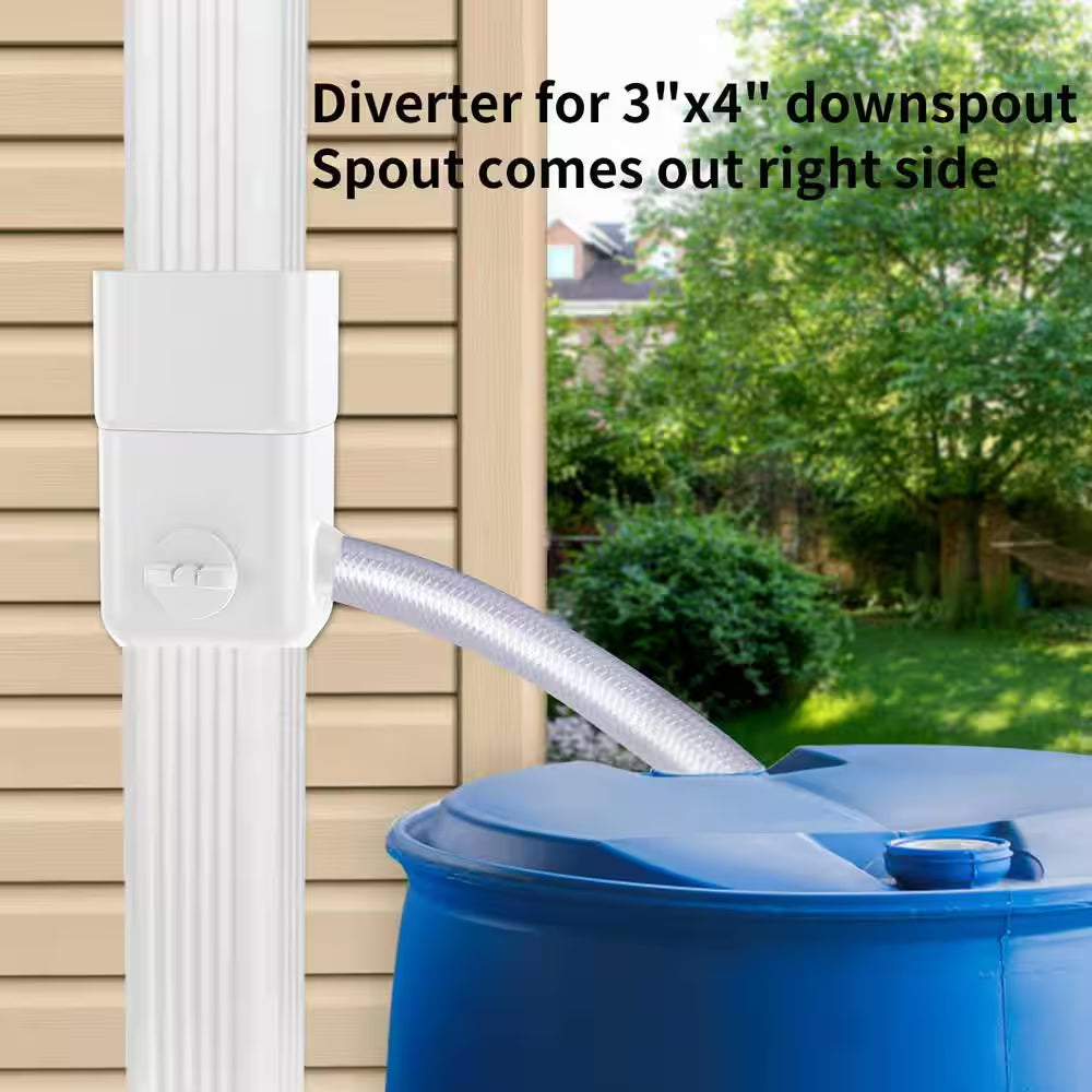 Downspout Rainwater Diverter with Adjustable Valve and 4 Ft. Hose for 3 In. X 4 In. and 2 In. X 3 In. Downspout