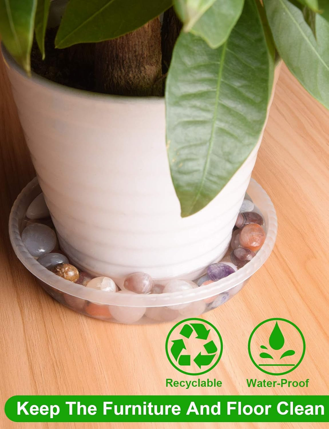 5 Pack of 14 Inch Plant Saucer Clear Durable Sturdy Drip Trays for Indoor and Outdoor Flower Plant Container Saucers