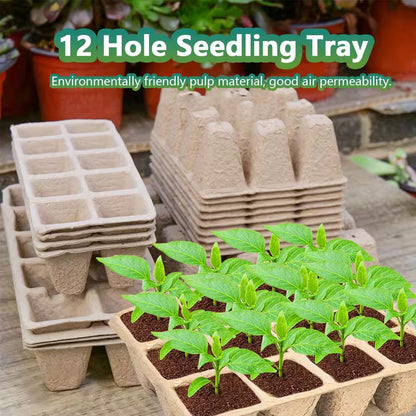 120 Cells Seed Starter Tray Biodegradable Peat Pots Organic Germination Kit Includes Labels Transplant Tools 10-Pack