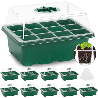 10 Packs Seed Starter Tray Kit with Humidity Dome and Base Includes Mini Greenhouse Germination Trays Plastic