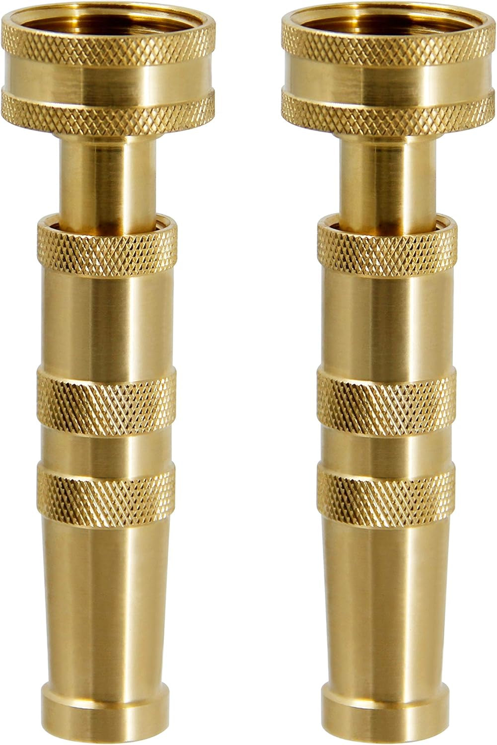 Brass Hose Nozzle, Heavy-Duty Brass Adjustable Twist Hose Nozzle, 2 Pack (4")