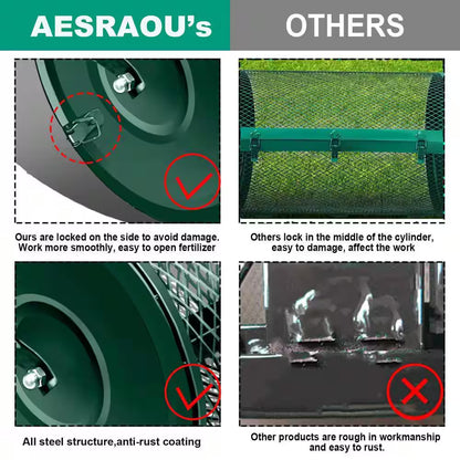 Peat Moss Spreader 24 In., Compost Spreader Metal Mesh, T Shaped Handle for Planting Seeding