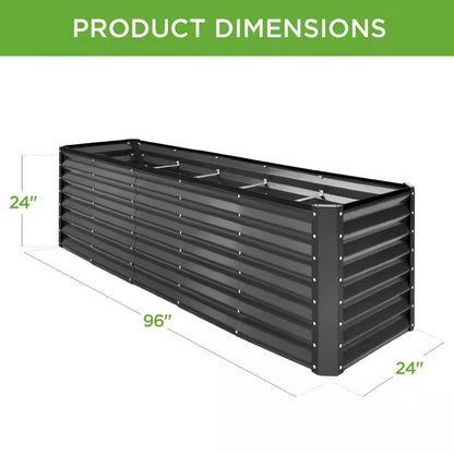 8 Ft. X 2 Ft. X 2 Ft. Gray Rectangular Steel Raised Garden Bed Planter Box for Vegetables, Flowers, Herbs