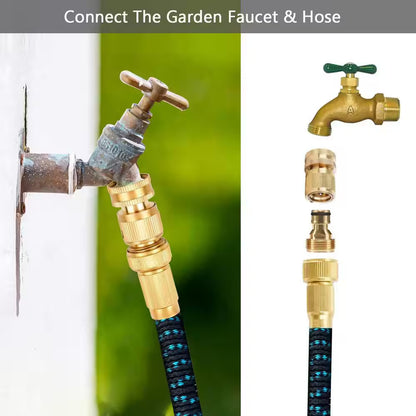 3/4 In. Solid Brass Garden Hose Quick Connector Set, Easily Add Attachments to Garden Hose, Golden (Pack of 6)
