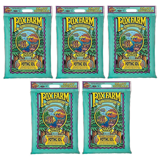 Foxfarm Ocean Forest Potting Soil to Retain Excess Moisture, 12Qt (5 Pack)