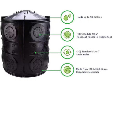 50 Gal. Black Stormwater Dry Well System Kit with 3-Side Panels for Rainwater Collection (1-Pack)