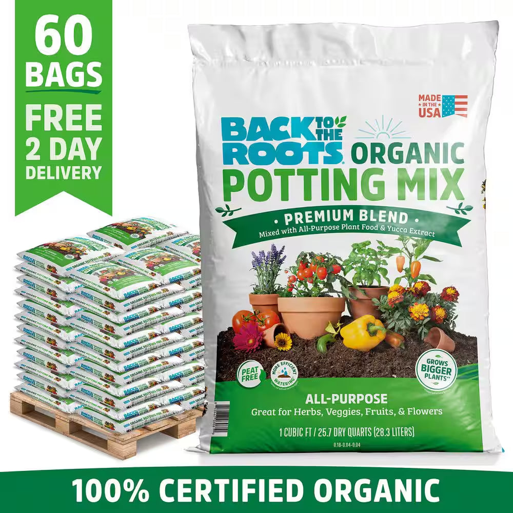 Organic Bulk Potting Mix Soil Pallet (60 1 Cu. Ft. Bags) , Premium Moisture Control Blend with Organic Fertilizer