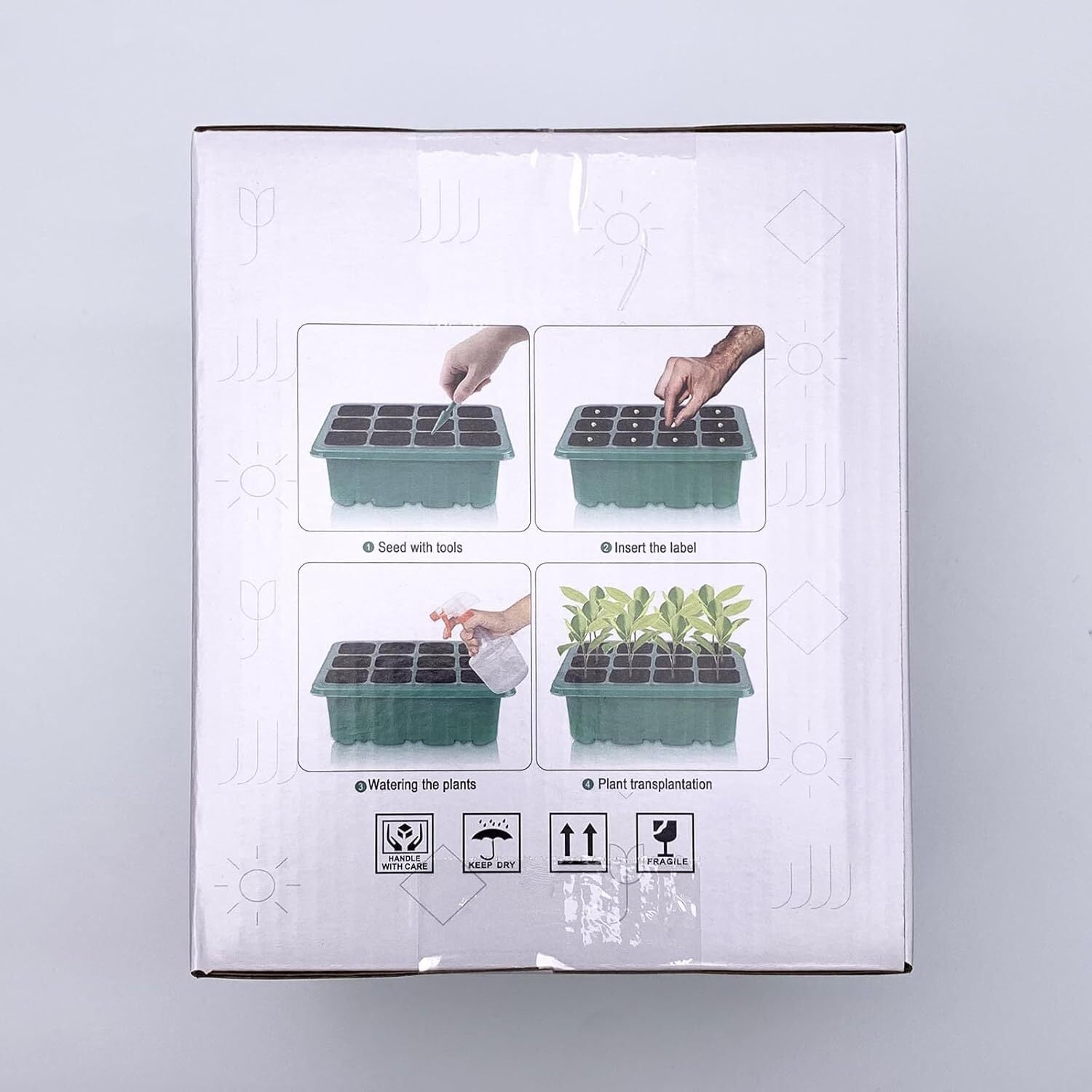 Seed Starter Tray with Plant Light, 4 Pack Grow Lights for Seed Starting Kit Wit