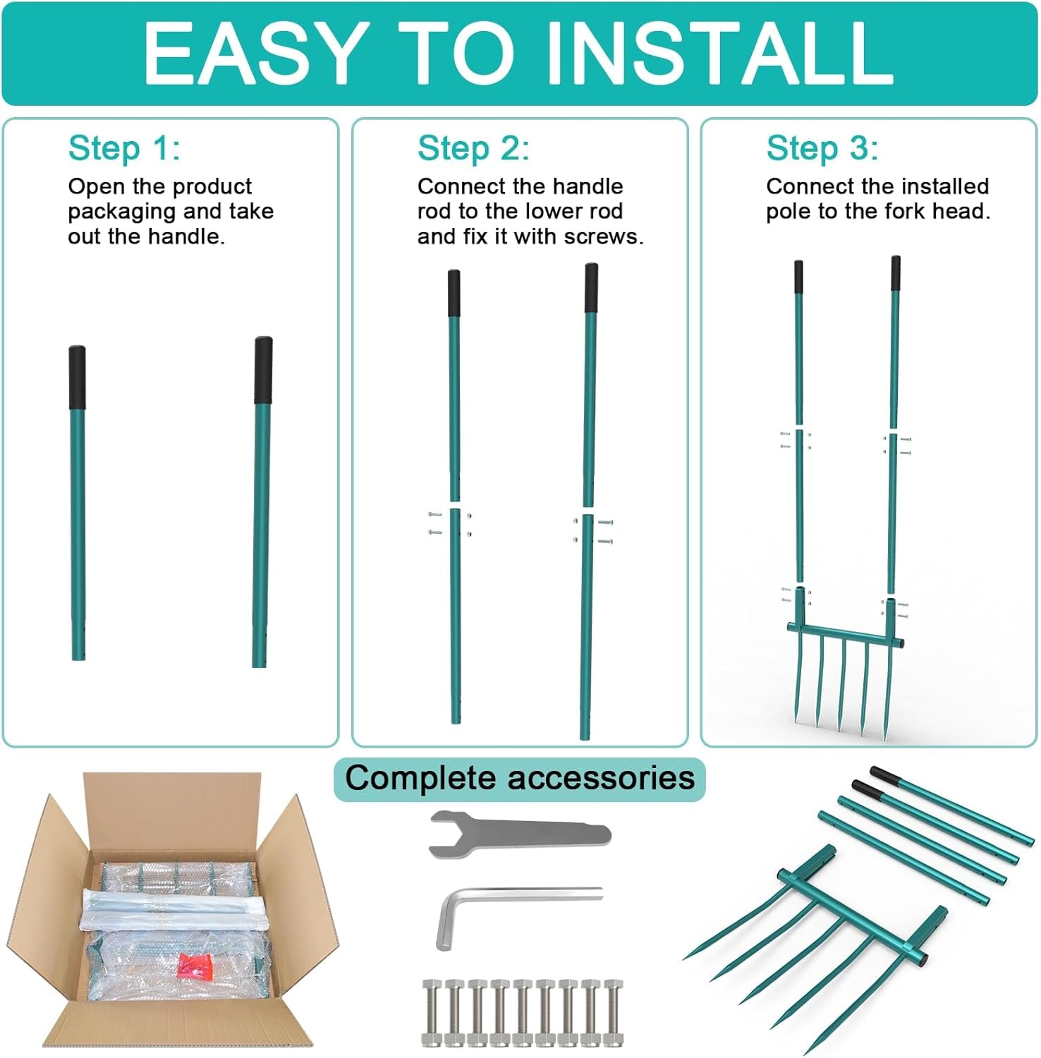 Ergonomic 5-Tine Broad Fork Garden Tool for Easy Soil Aeration and Cultivation