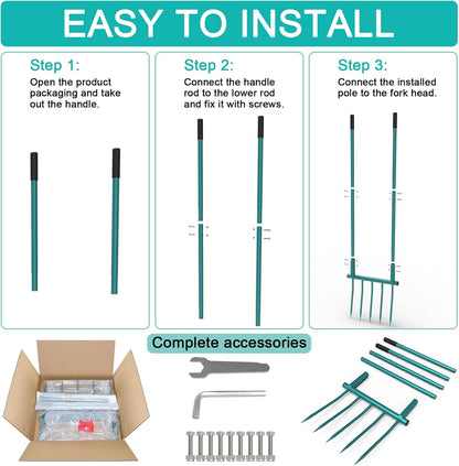 Ergonomic 5-Tine Broad Fork Garden Tool for Easy Soil Aeration and Cultivation