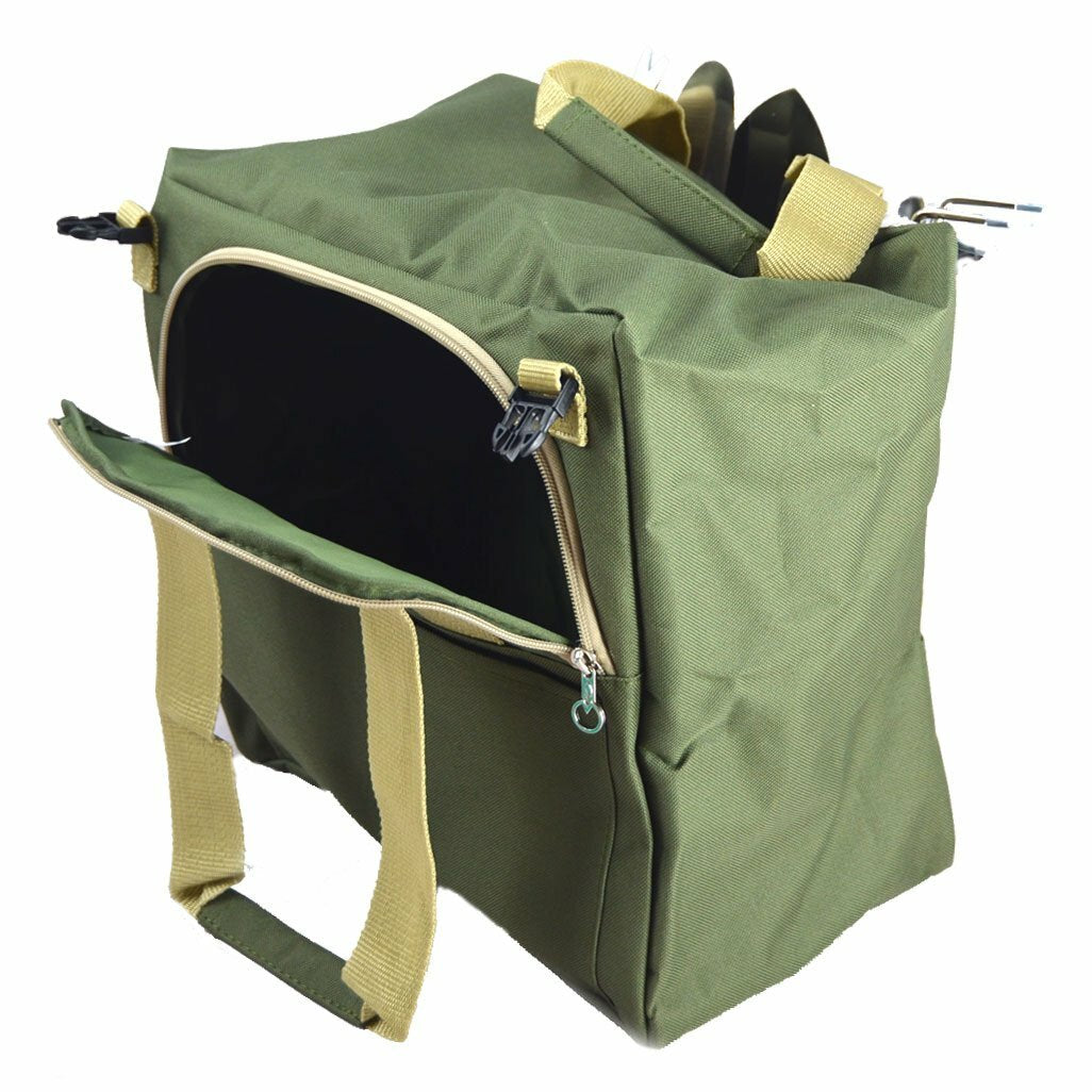 10-Piece Gardening Tool Set Folding Stool Seat with Zippered Detachable Tote