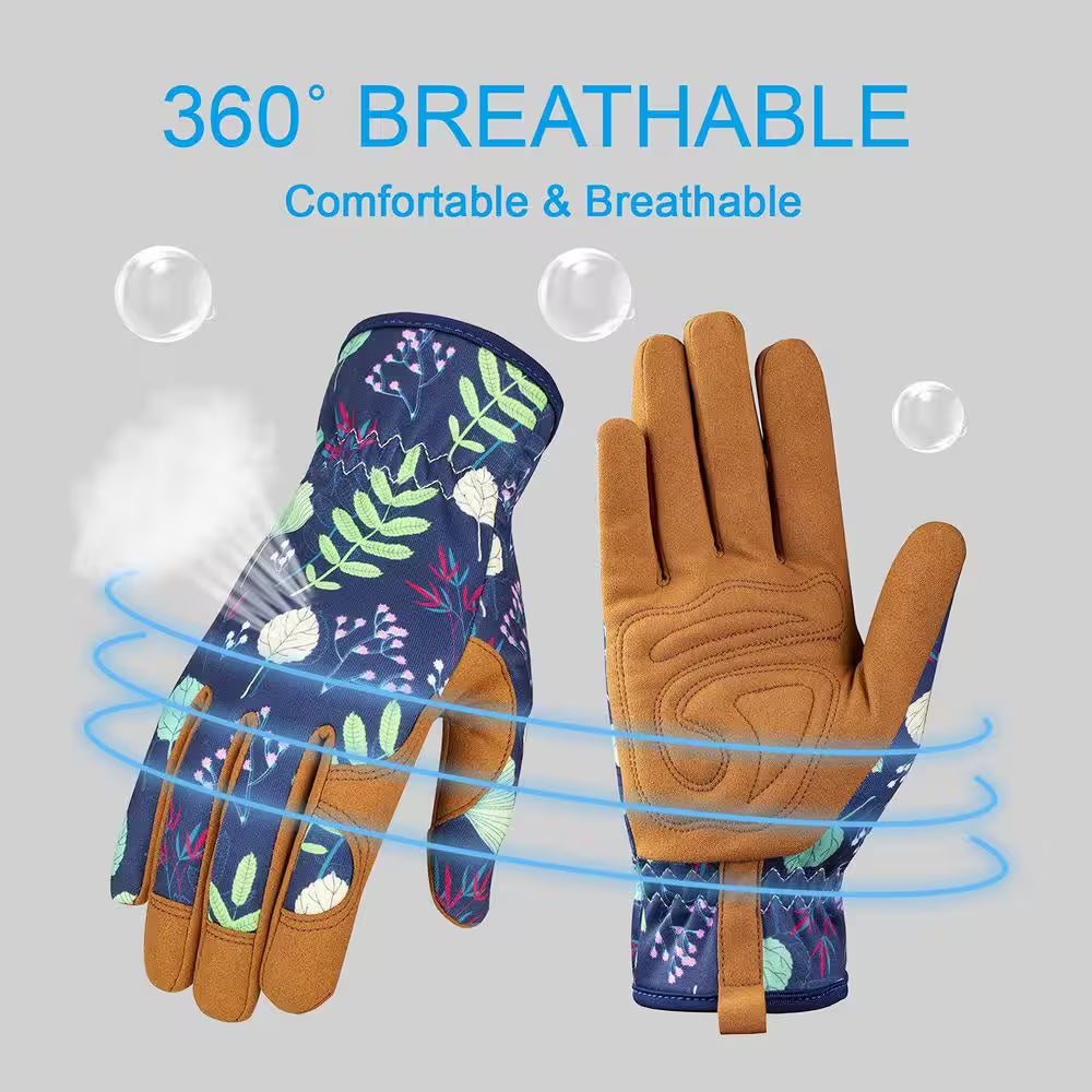 Microfiber Leather Gardening Gloves Ergonomic Grip Breathable Flexible Work Glove for Planting Weeding Pruning