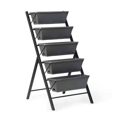 5-Tier Metal Fram and Plastic Raised Garden Bed-Vertical Planter with Excellent Drainage (Space-Saving, Sturdy)
