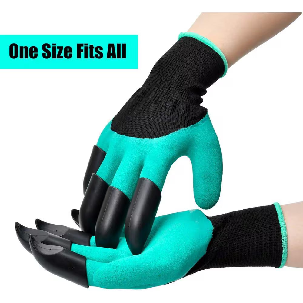 10 In. Waterproof Garden Gloves with Claws for Digging Planting and Yard Work 1-Pair