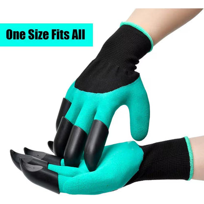 10 In. Waterproof Garden Gloves with Claws for Digging Planting and Yard Work 1-Pair